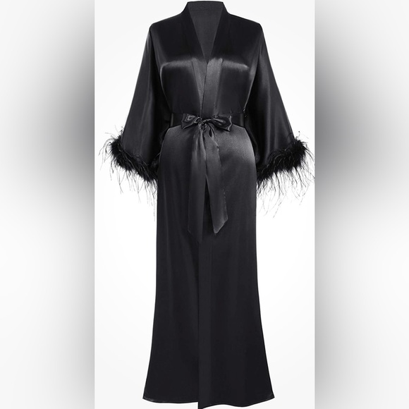 Prodesign Black Satin Ostrich Feather Trim - Picture 1 of 2